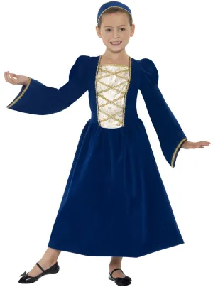 Medieval Girls Blue Tudor Princess Costume