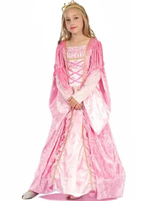 Medieval Girls Pink Princess Fancy Dress Costume