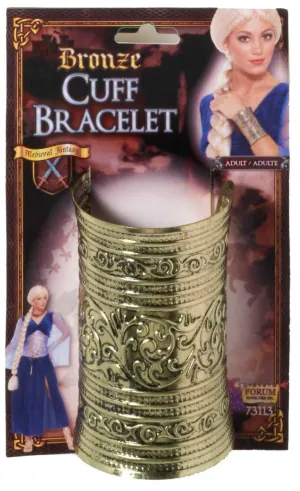 Medieval Gold Patterned Wrist Cuff Costume Accessory