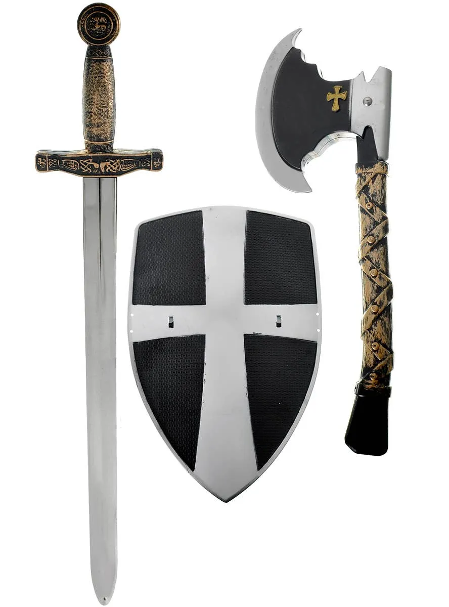 Medieval Knight Crusader Costume Weapon Accessory Set