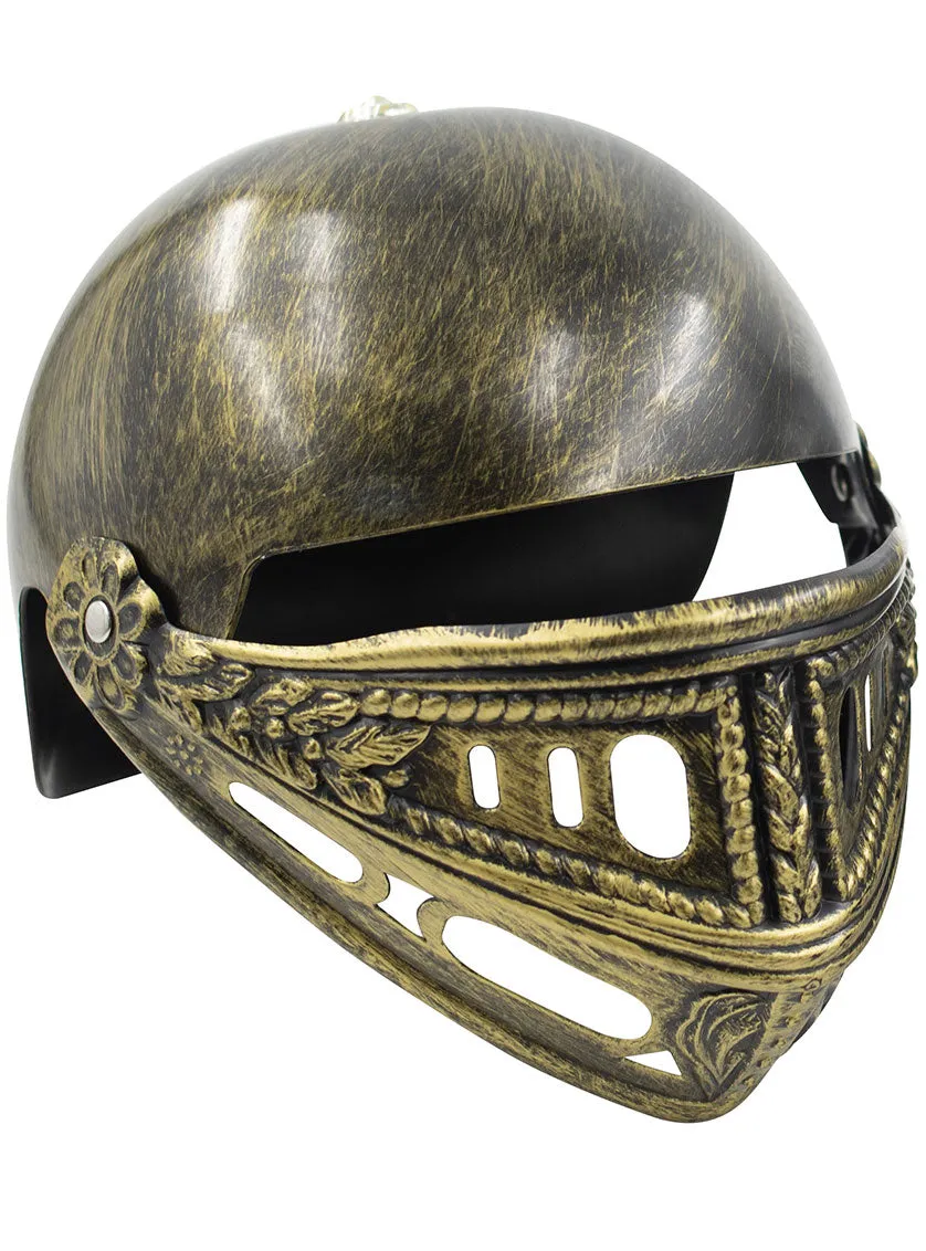 Medieval Knight Kids Antique Gold Costume Helmet