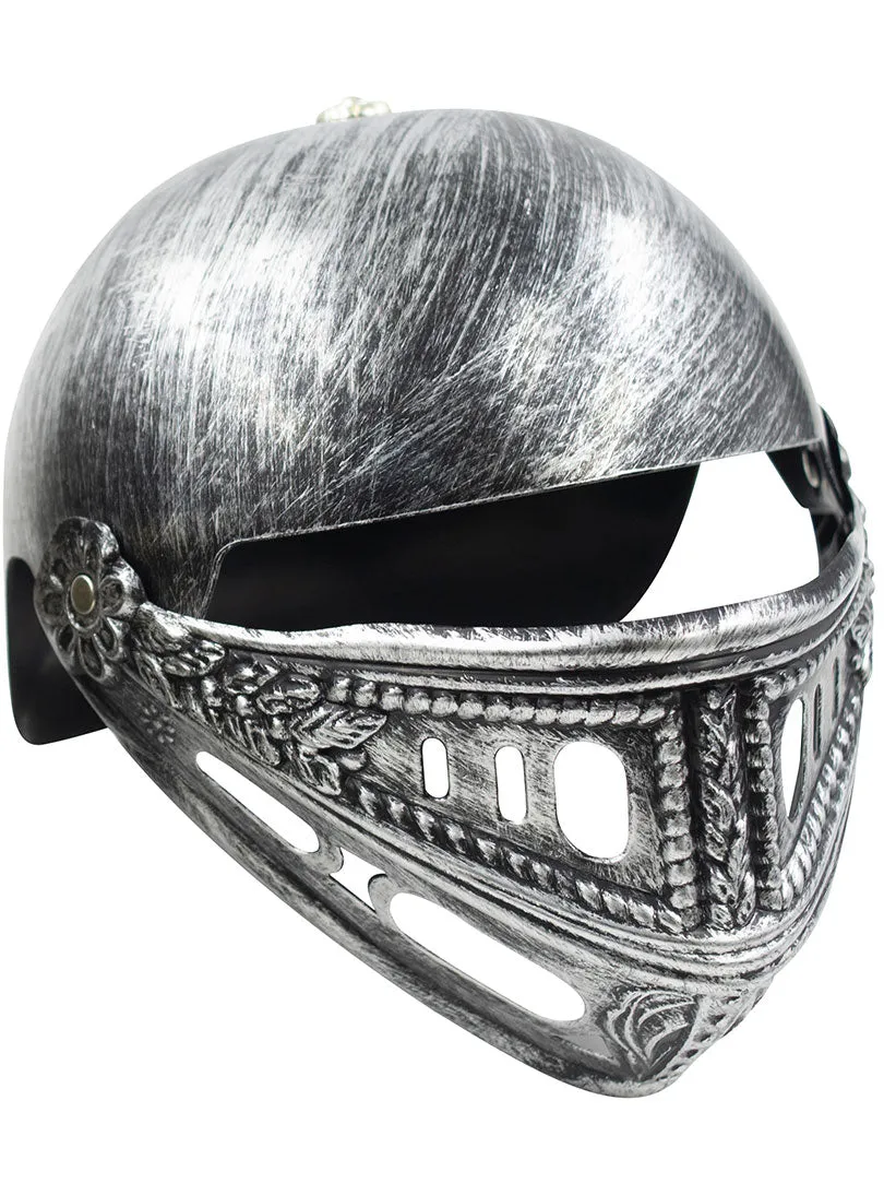 Medieval Knight Kids Antique Silver Costume Helmet