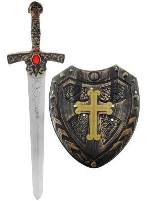 Medieval Knight Kids Mini Shield and Sword Accessory Set