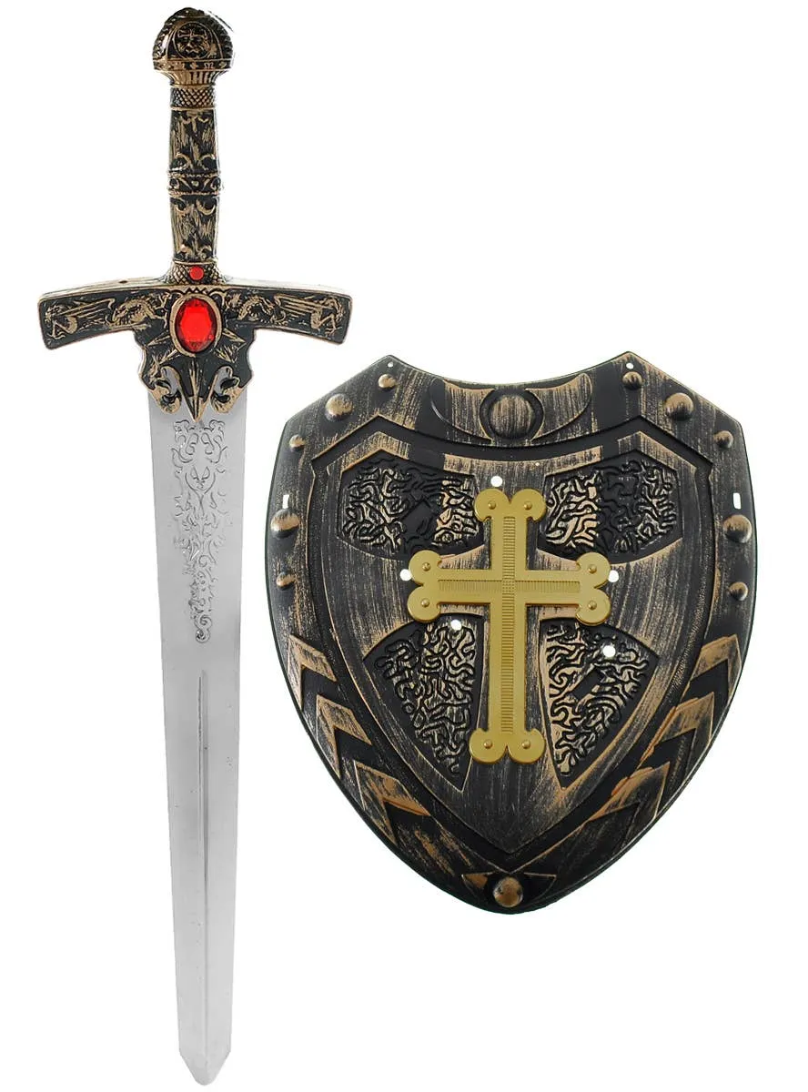 Medieval Knight Kids Mini Shield and Sword Accessory Set