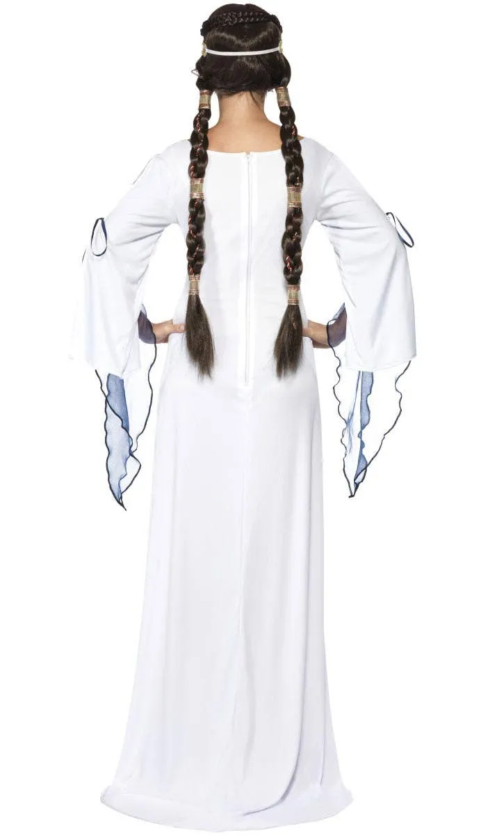 Medieval Maid Womens White Fancy Dress Costume