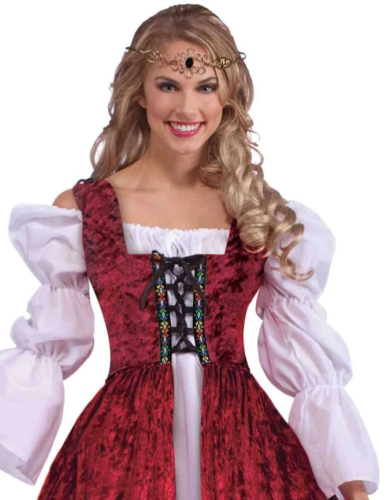 Medieval Maiden Red Lace Up Costume Overgown
