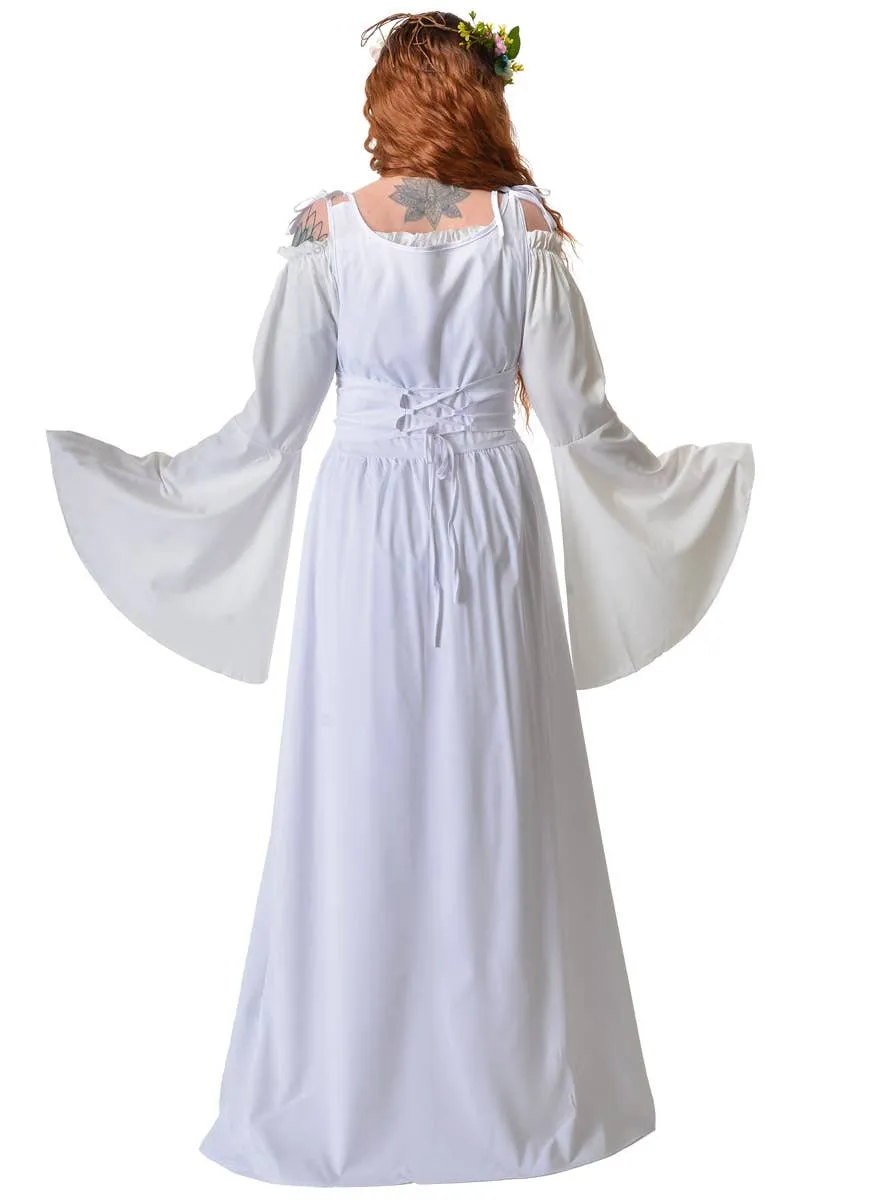 Medieval Maiden Womens White Costume Dress