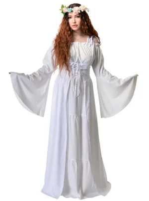Medieval Maiden Womens White Costume Dress