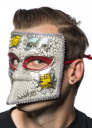 Medieval Mens Silver Masquerade Mask