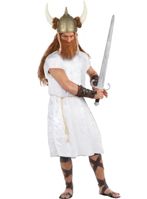 Medieval Mens Versatile White Velvet Costume Tunic