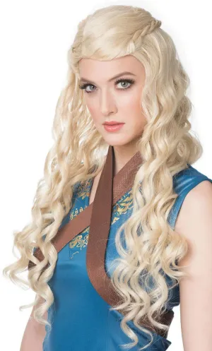 Medieval Princess Womens Long Blonde Wavy Costume Wig