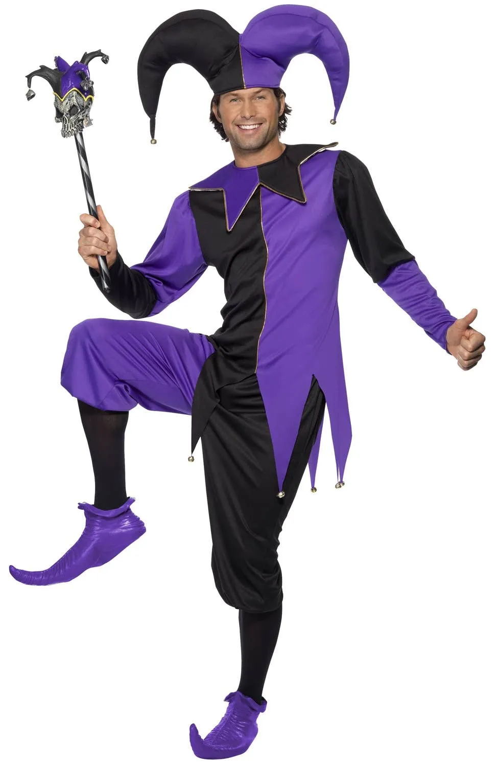 Medieval Purple Mens Court Jester Dress Up Costume