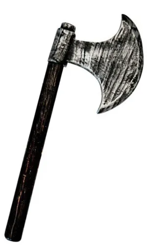 Medieval Silver Viking Battle Axe Costume Weapon