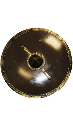 Medieval Warrior Gold and Brown Shield Costume Accessory
