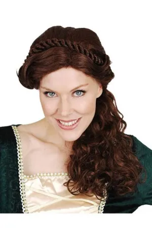 Medieval Womens Brown Deluxe Mary Wig With Braids