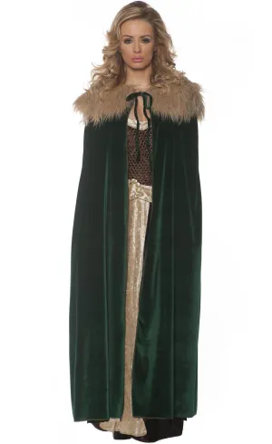 Medieval Womens Full Length Green Costume Cape