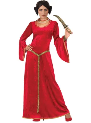 Medieval Womens Ruby Red Sorceress Dress Up Costume