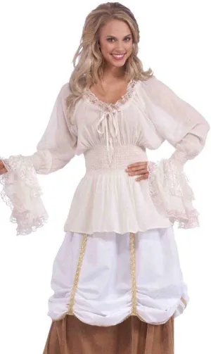 Medieval Womens Ruffled White Costume Blouse