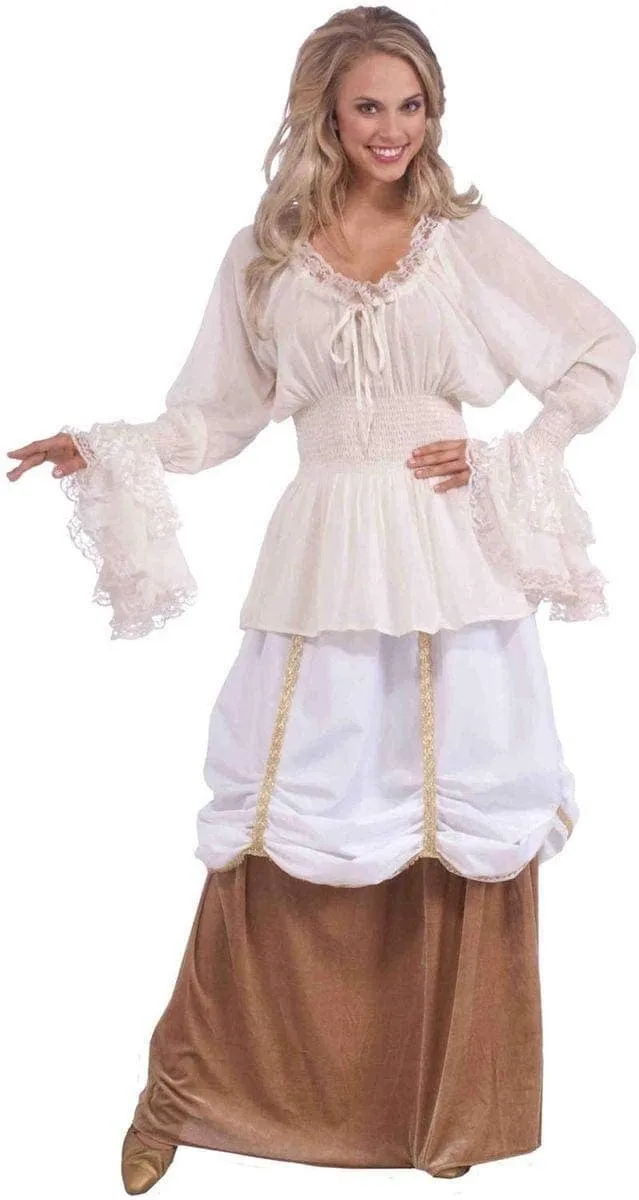 Medieval Womens Ruffled White Costume Blouse