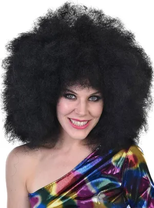 Mega Huge Womens Curly Black 1970s Afro Wig