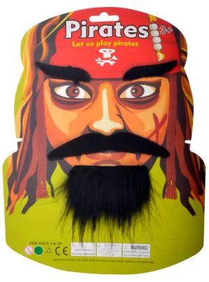 Menacing Black Pirate Beard, Eyebrows and Moustache Set