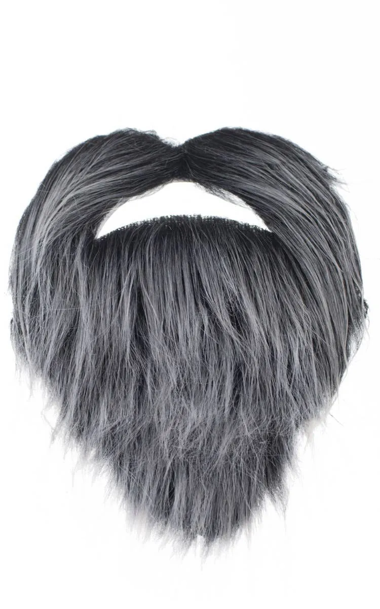 Mens Grey Viking Beard and Moustache Set