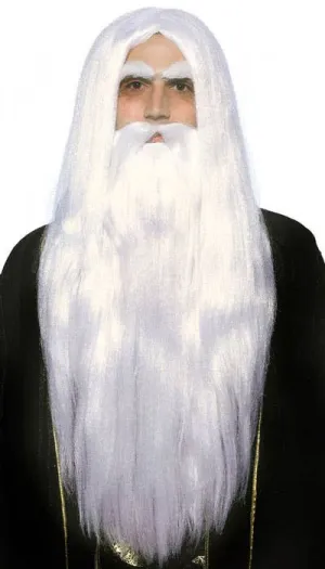 Merlin Wizard Beard and Wig Costume Set