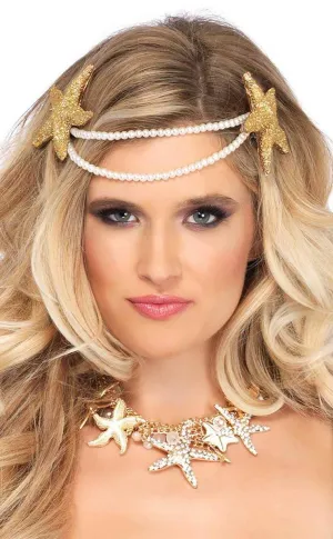Mermaid Pearl Starfish Womens Headband Costume Accessory
