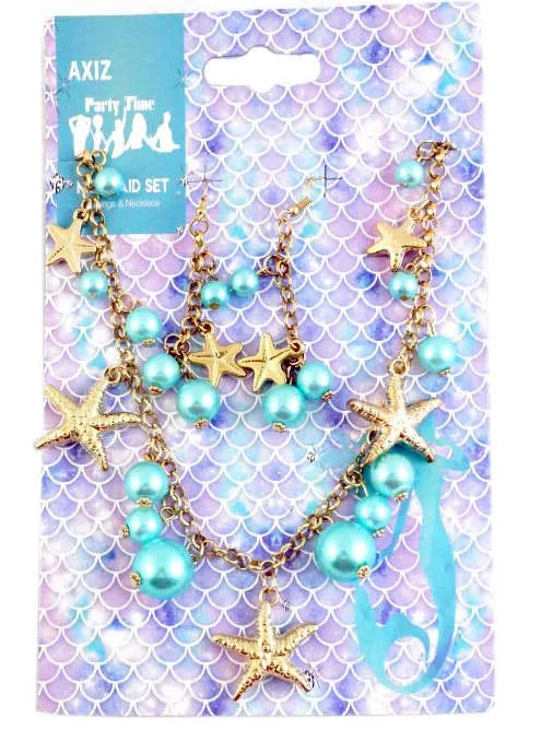 Mermaid Starfish Necklace and Earrings Costume Jewellery Set