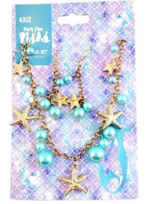 Mermaid Starfish Necklace and Earrings Costume Jewellery Set
