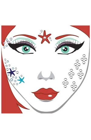 Mermaid Stick On Face Gems Costume Accessory