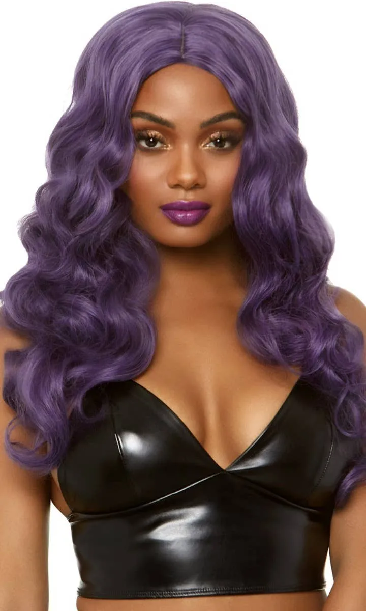 Mermaid Wave Long Purple Womens Costume Wig
