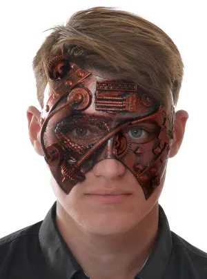 Mesh Eye Antique Red Steampunk Mens Masquerade Mask
