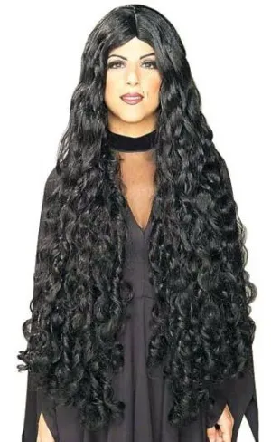 Mesmerelda Womens Extra Long Black Curly Costume Wig