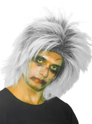 Messy White Spiked Mens Zombie Costume Wig