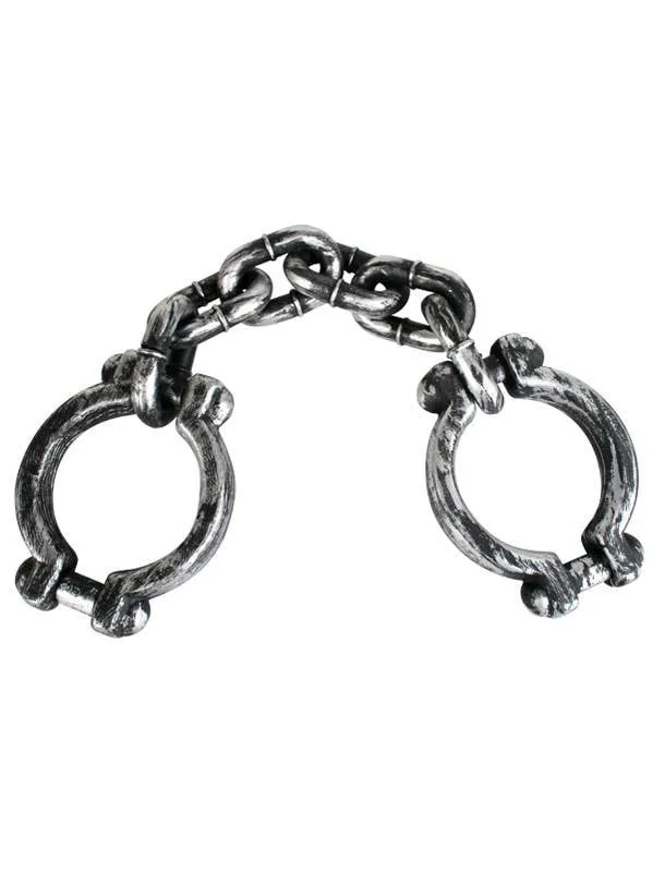 Metal Look Silver Wrist Shackles