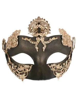 Metal Swirls Adults Black and Gold Masquerade Mask
