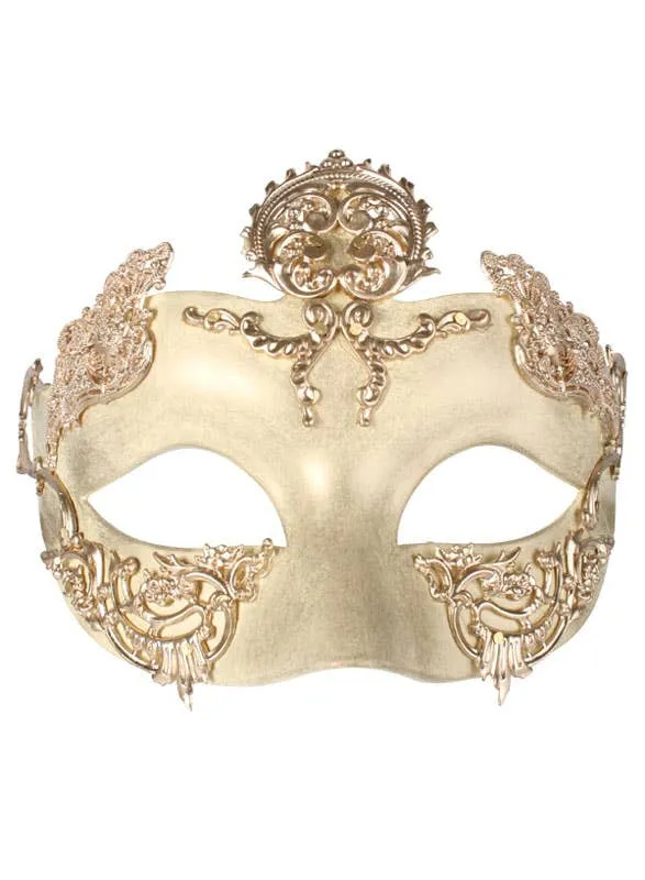 Metal Swirls Adults Cream and Gold Masquerade Mask