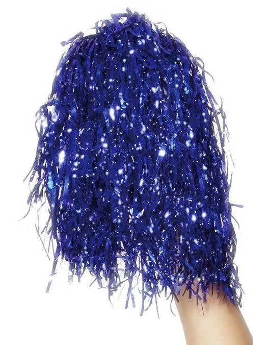 Metallic Cheerleader Blue Pom Poms