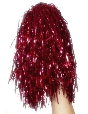 Metallic Cheerleader Red Pom Poms