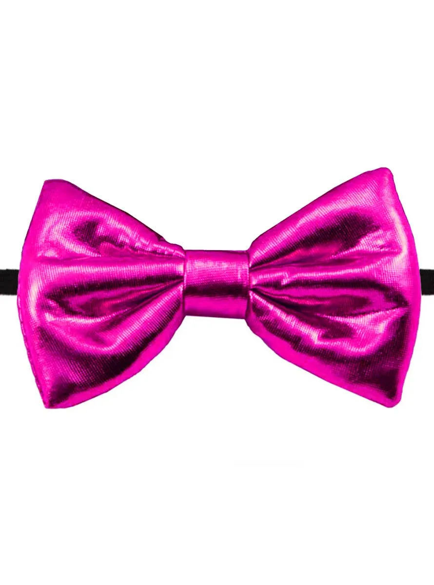 Metallic Fuchsia Pink Bow Tie Costume Accessory