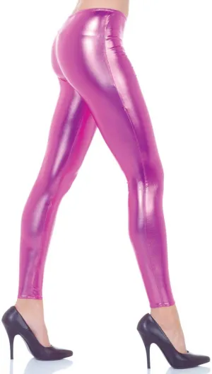 Metallic Fuchsia Pink Womens Costume Leggings