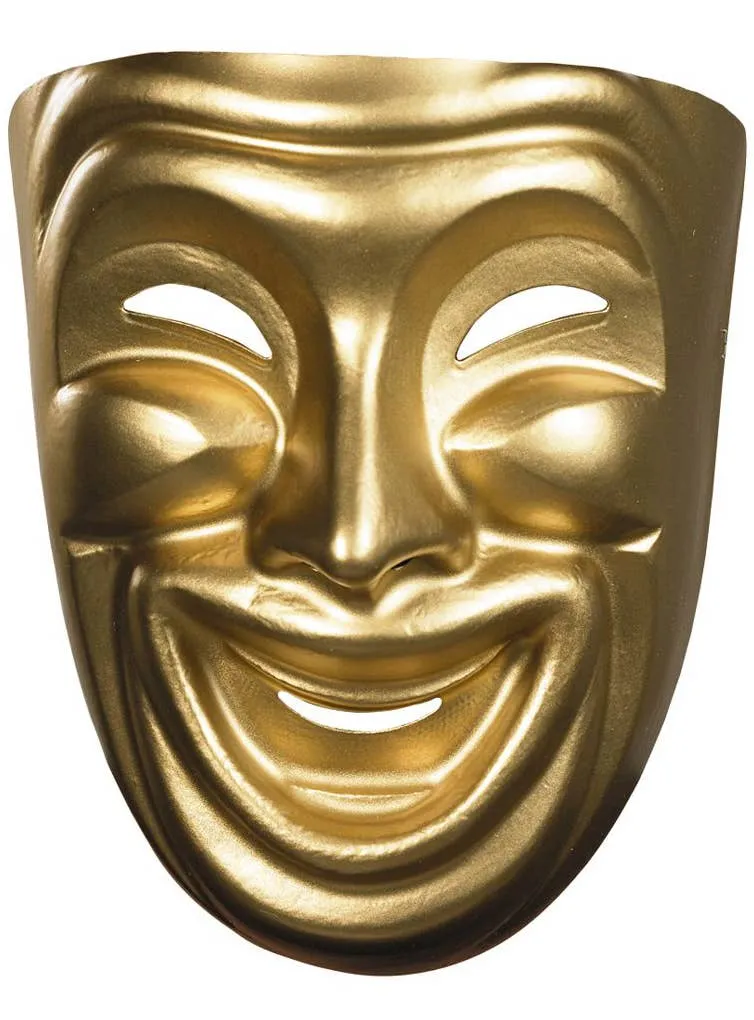 Metallic Gold Adults Comedy Face Costume Mask