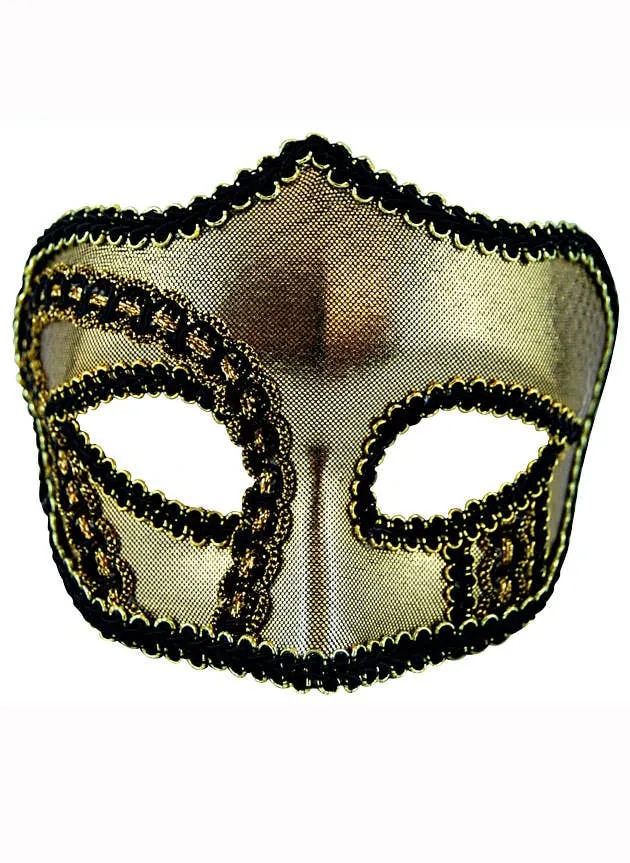 Metallic Gold Adults Masquerade Mask on Glasses Arms