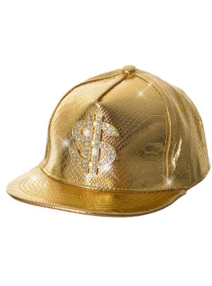 Metallic Gold Dollar Sign Hip Hop Costume Hat