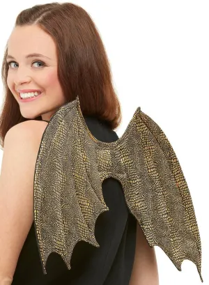 Metallic Gold Dragon Scale Print Costume Wings