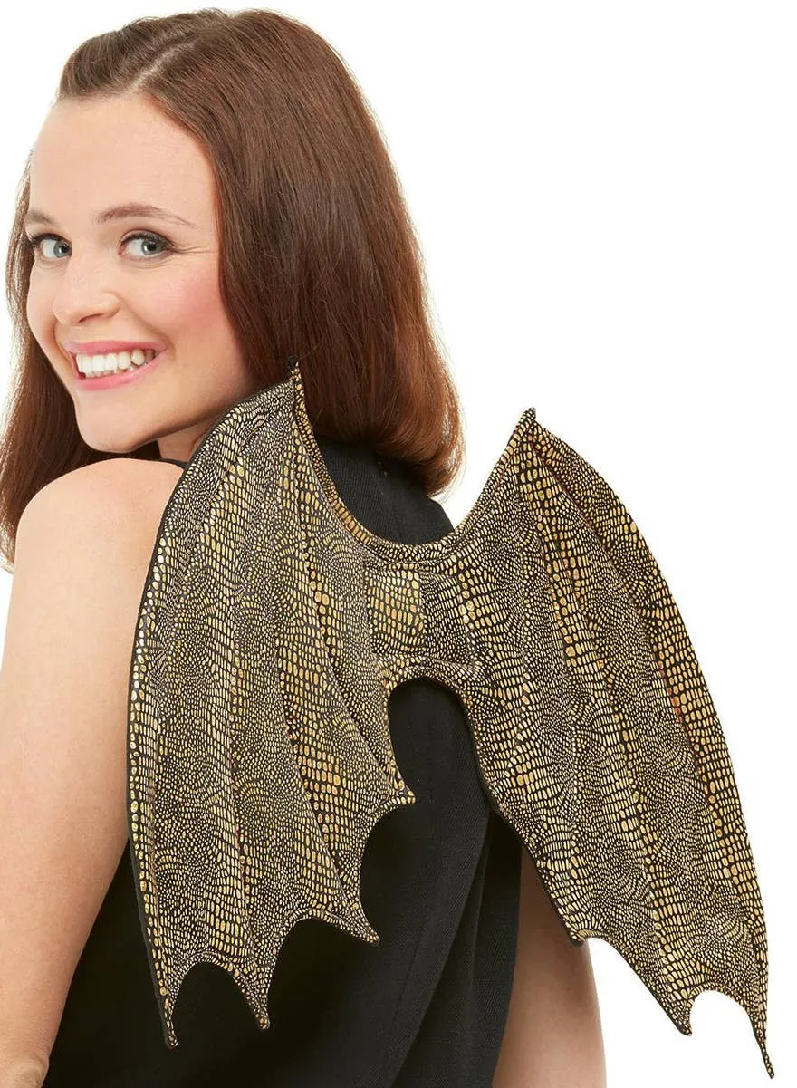 Metallic Gold Dragon Scale Print Costume Wings