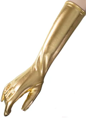 Metallic Gold Elbow Length Costume Gloves
