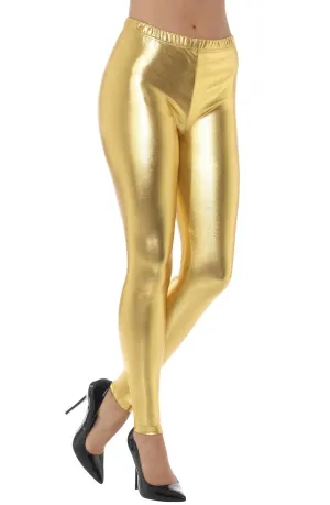 Metallic Gold Full Length Disco Leggings
