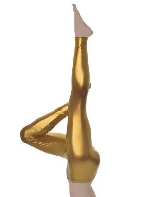 Metallic Gold Full Length Womens Leggings